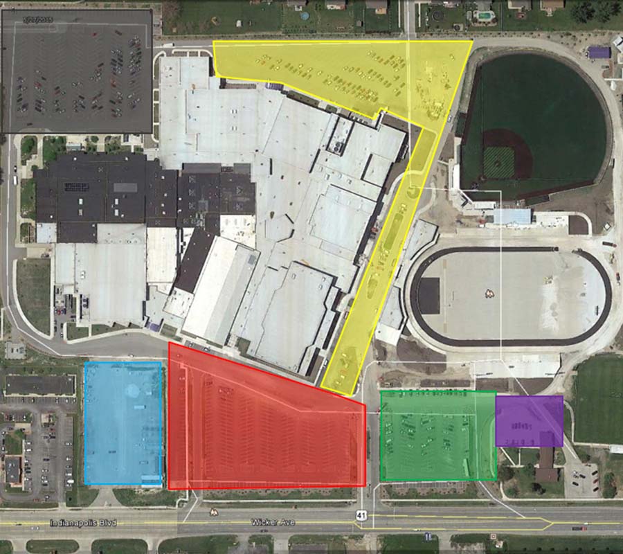aerial view of parking lot segments plan