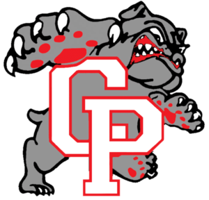 grey and red CP logo and Bulldog mascot