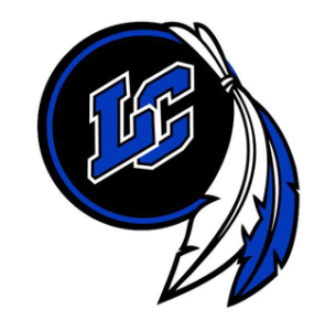 blue, white, black LC logo/mascot