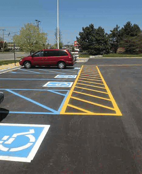 newly paved and striped parking lot
