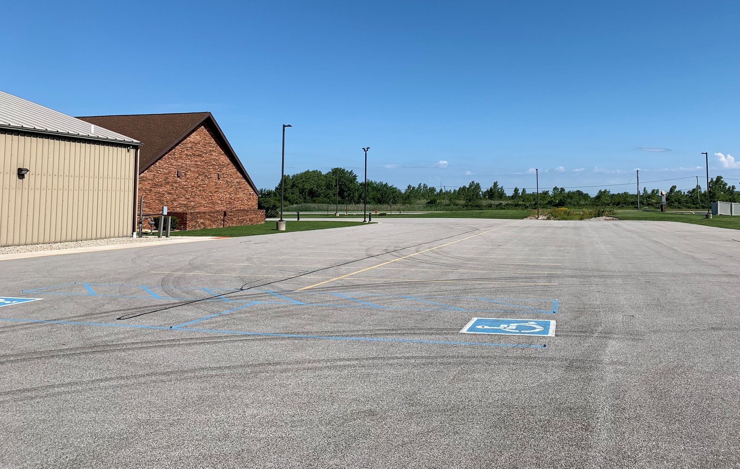 commercial parking lot before repaving and striping