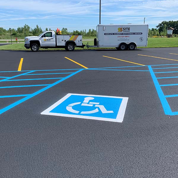 handicapped parking spots striped by Site Services