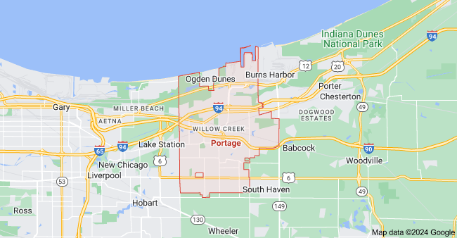 Site Services | A map showing the location of the City of Portage, Indiana.