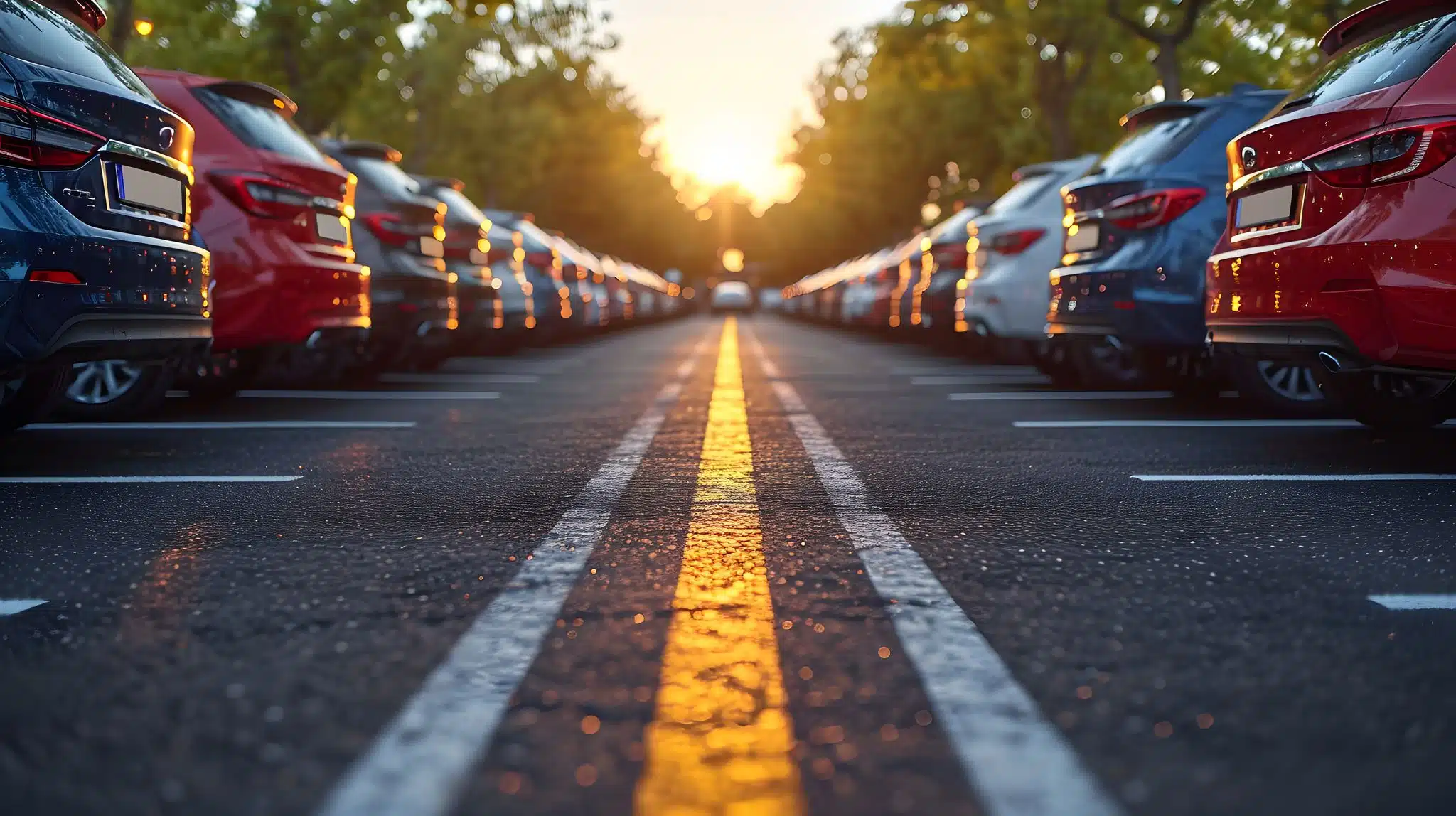 Site Services | View of striped commercial parking lot in good condition full of cars.