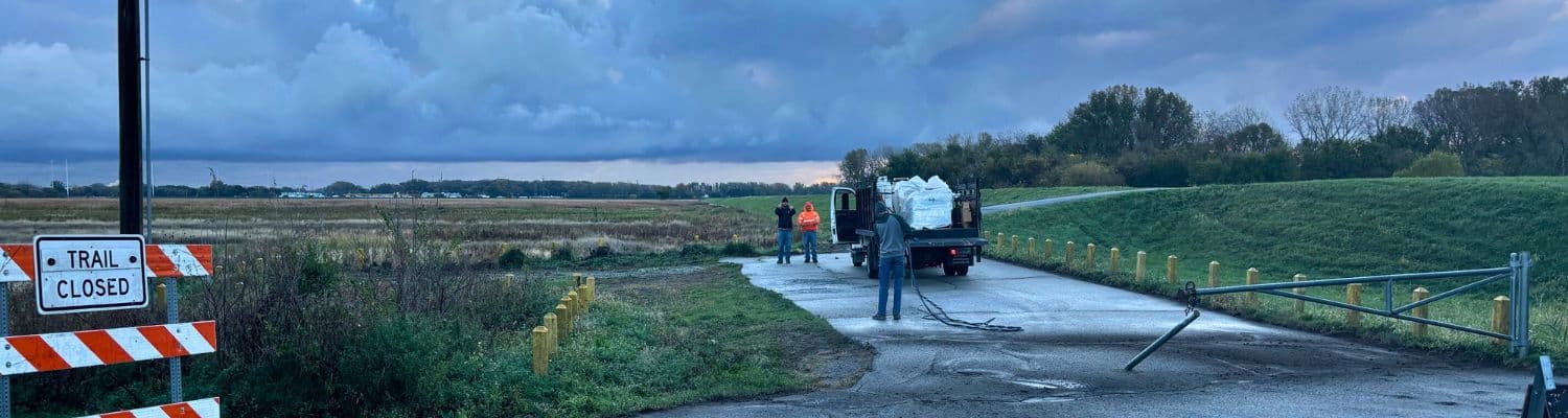 Site Services asphalt crack sealing services being done in northern Indiana.